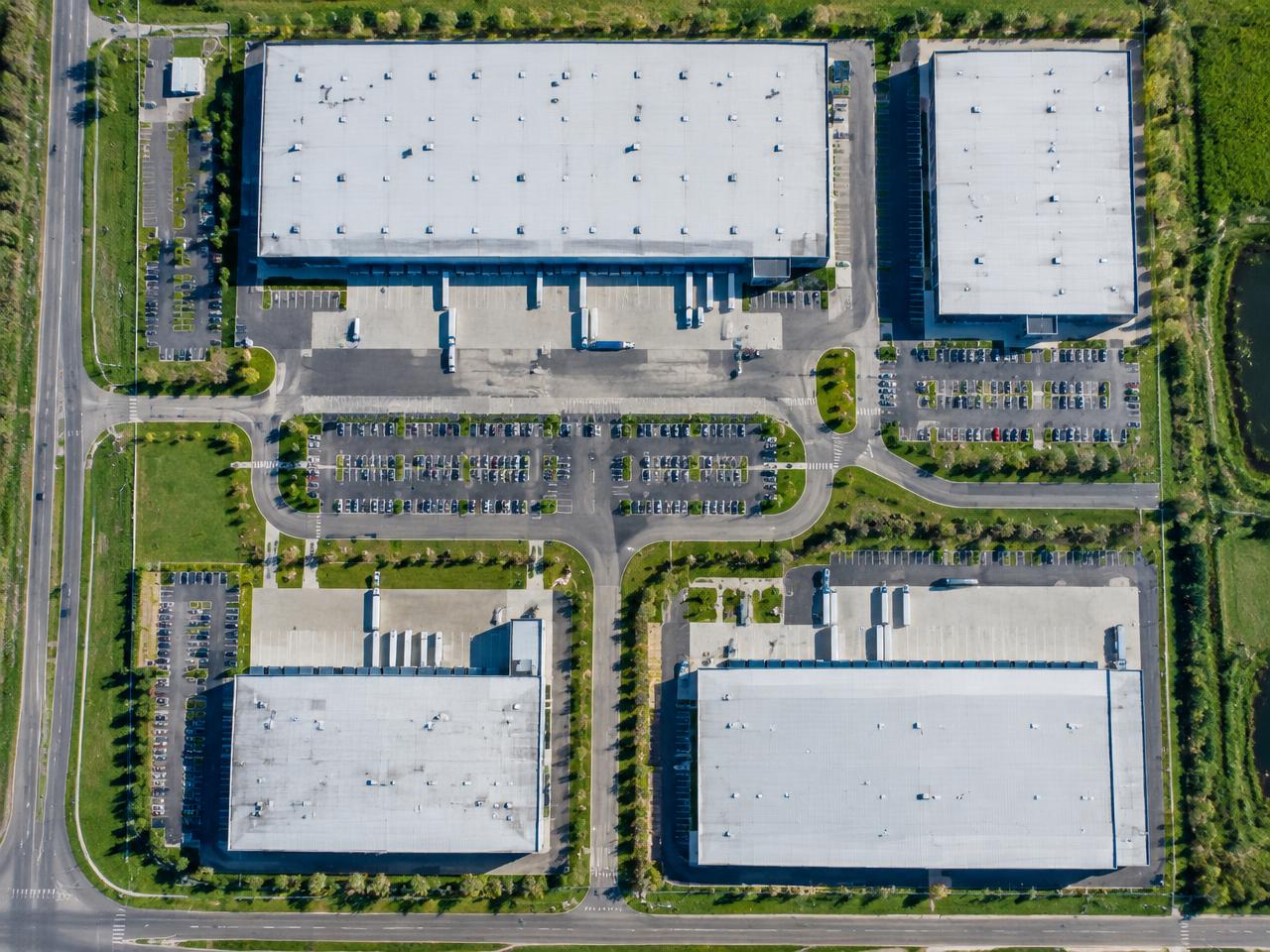 Luchtfoto van een bedrijvenpark